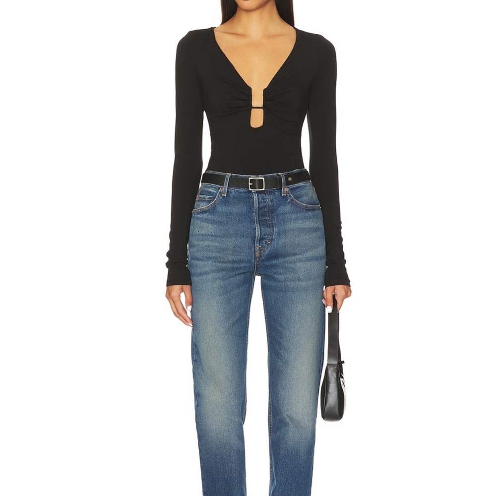 NWT REVOLVE Good American Black Long Sleeve Jersey U Front XS